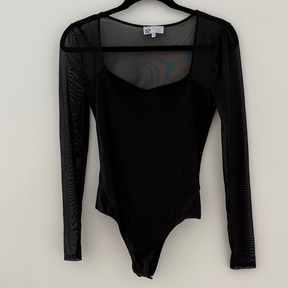 by the way. Sheer Black Long-Sleeve Bodysuit